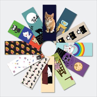 Cat Vector Designs -  Set of 12 Bookmarks