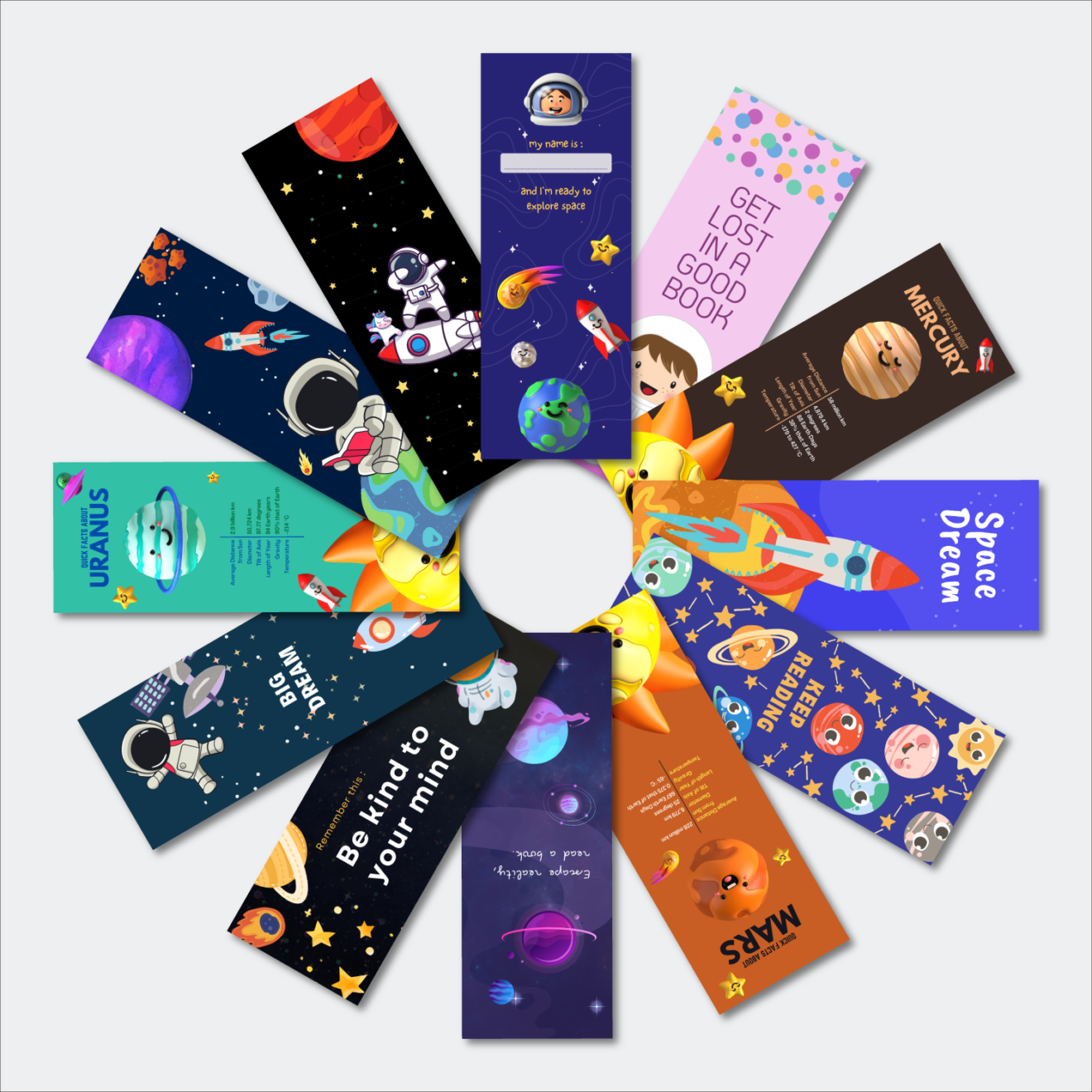 Solar System Bookmark Design Solar System - Set of 12 Bookmarks - WhatsYourPrint Online Printing