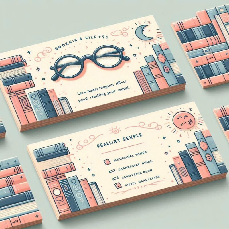Business branding mockup with bookstore cards and logo