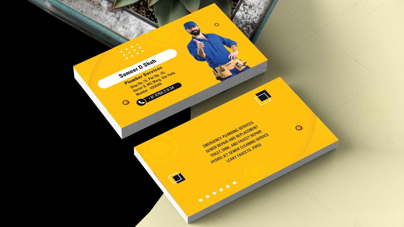 Classic Plumber Business Card Design – Professional & Clean Layout