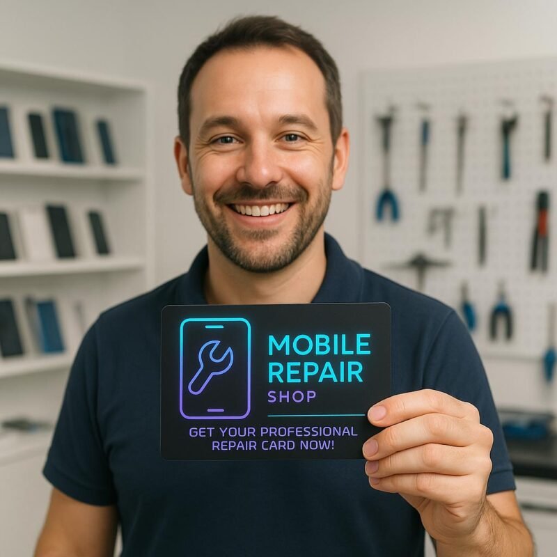 Vibrant Visiting Card Design for Mobile Repairing Shop