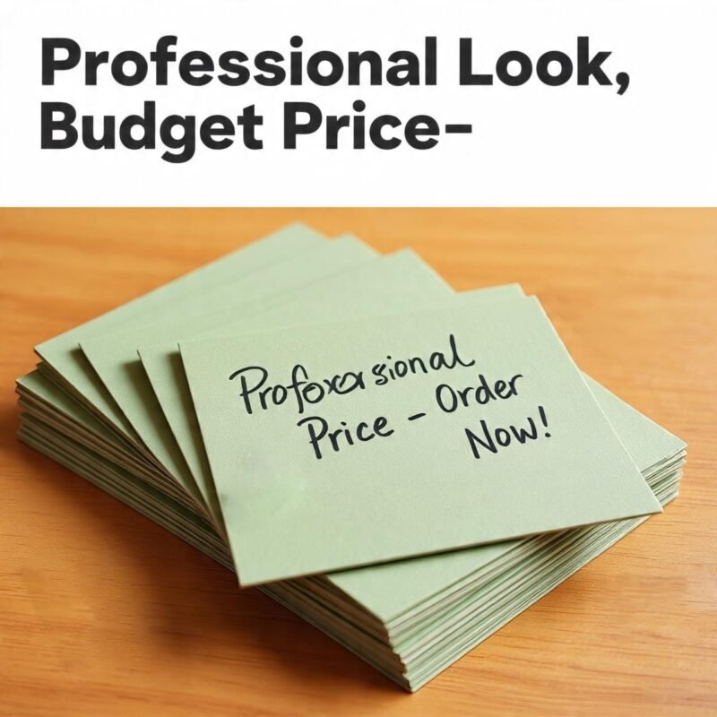 Watercolor skyline made of stacked books on a business card