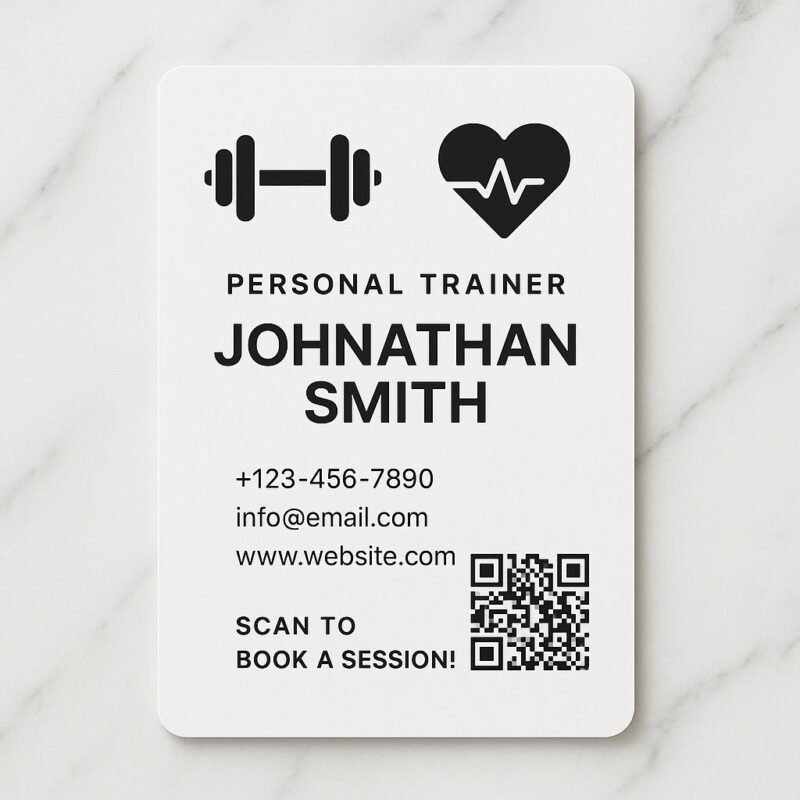 Functional personal trainer business card with workout tips