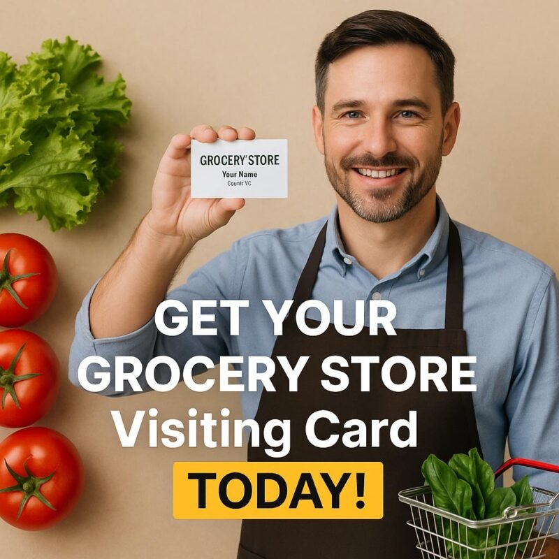 Custom Grocery Store Visiting Card Design by WhatsYourPrint