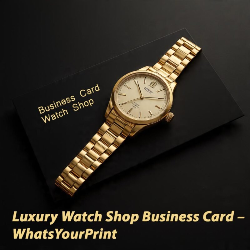 Premium luxury watch business card design with gold foil accents