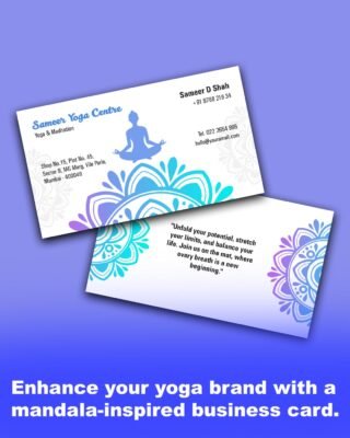 Yoga Teacher Business Card Featuring Mandala Design