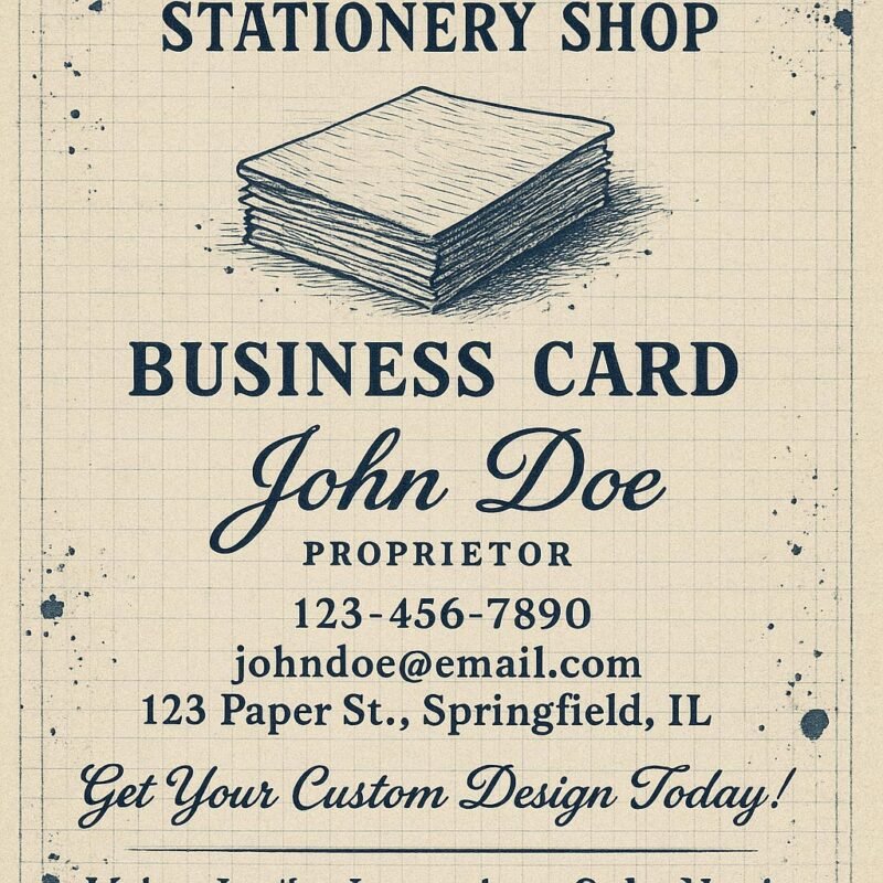 Minimalist business card design for stationery shops – Clean & Professional