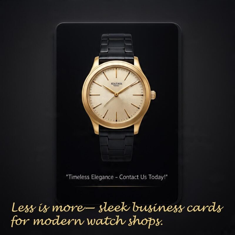 Clean and minimalist business card design for watch dealers