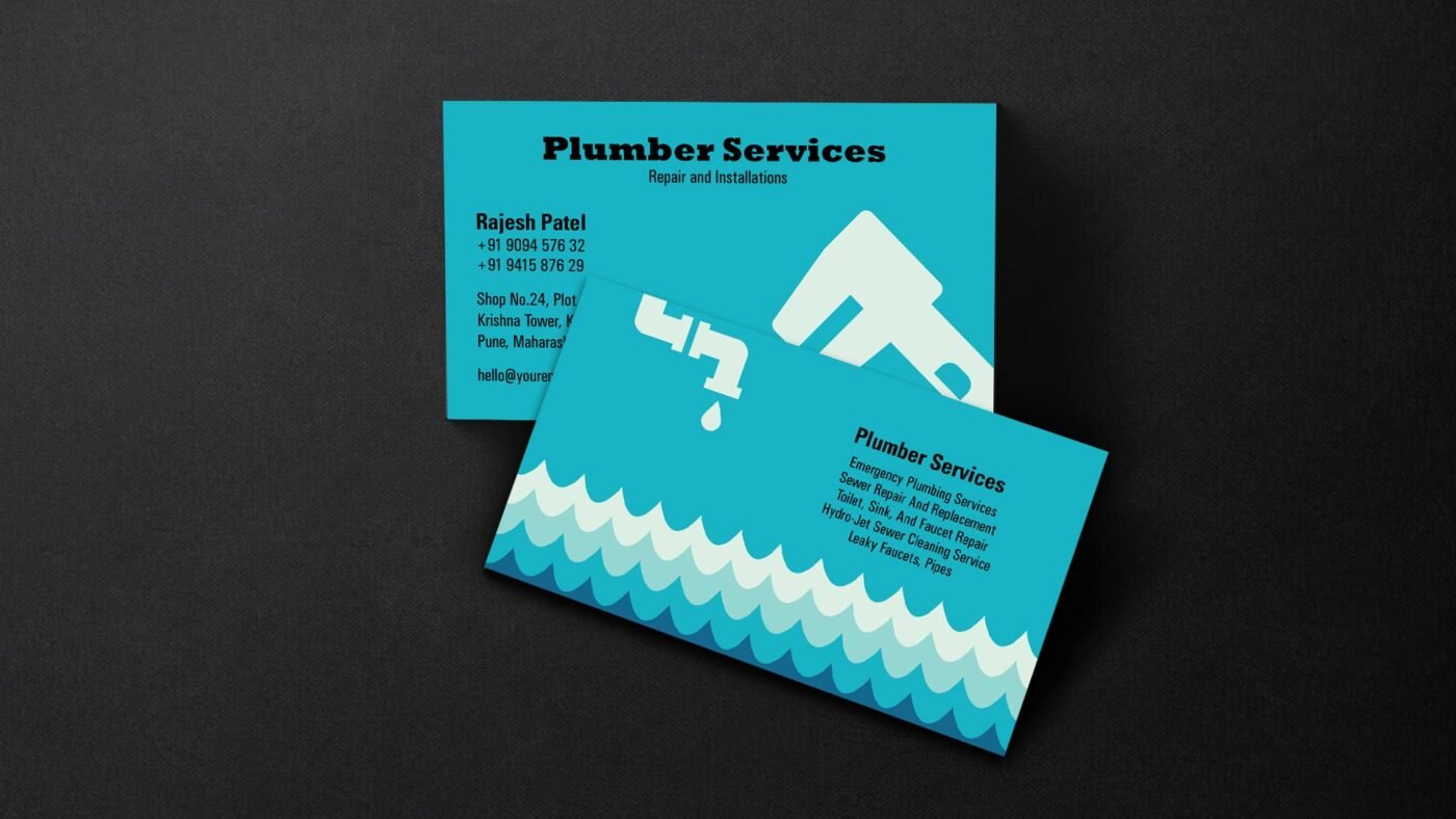 Sleek Minimalist Plumber Business Card with QR Code