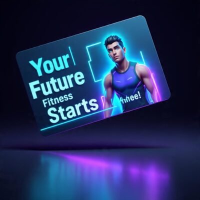 Vibrant neon fitness trainer business card