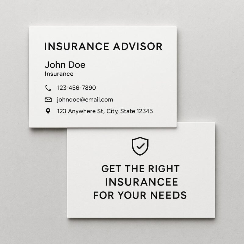 Professional Insurance Visiting Card Designs for Advisors & Agents