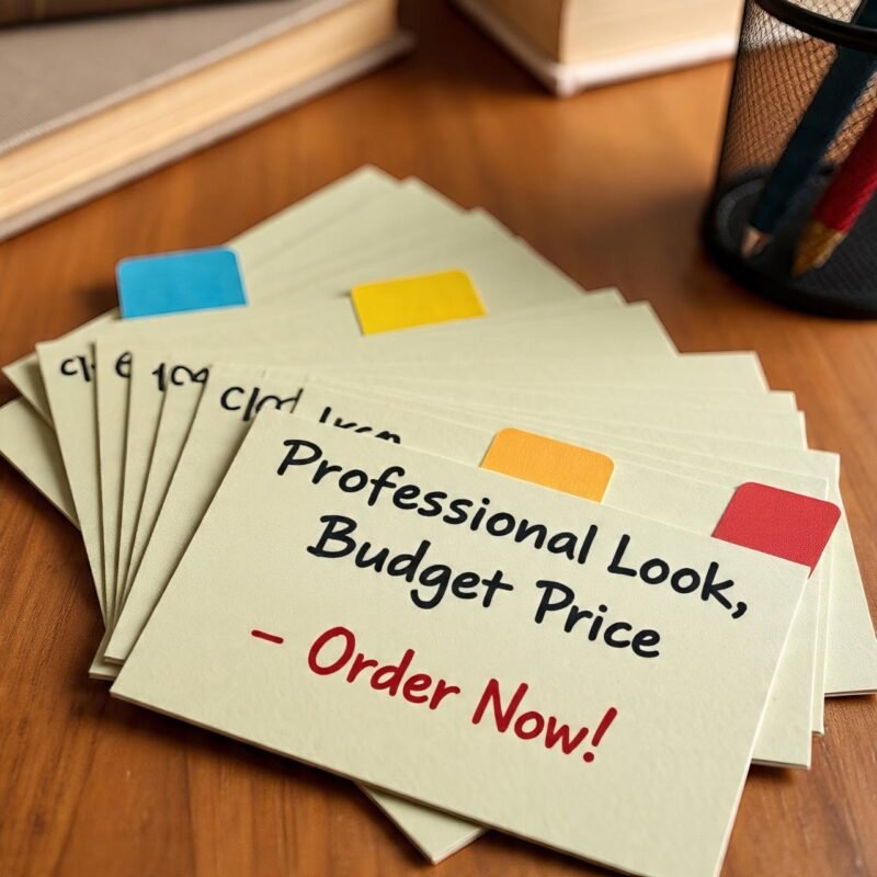 Collage of unique bookstore business card mockups with creative layouts