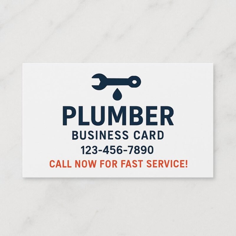 Durable Water-Resistant Plumber Business Card for Tough Conditions