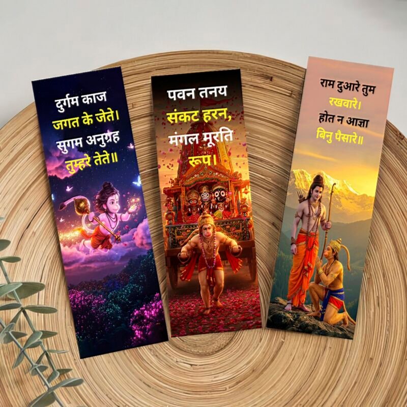 Hindu Devotional Gift Set – Hanuman Bookmark + Rudraksha Mala