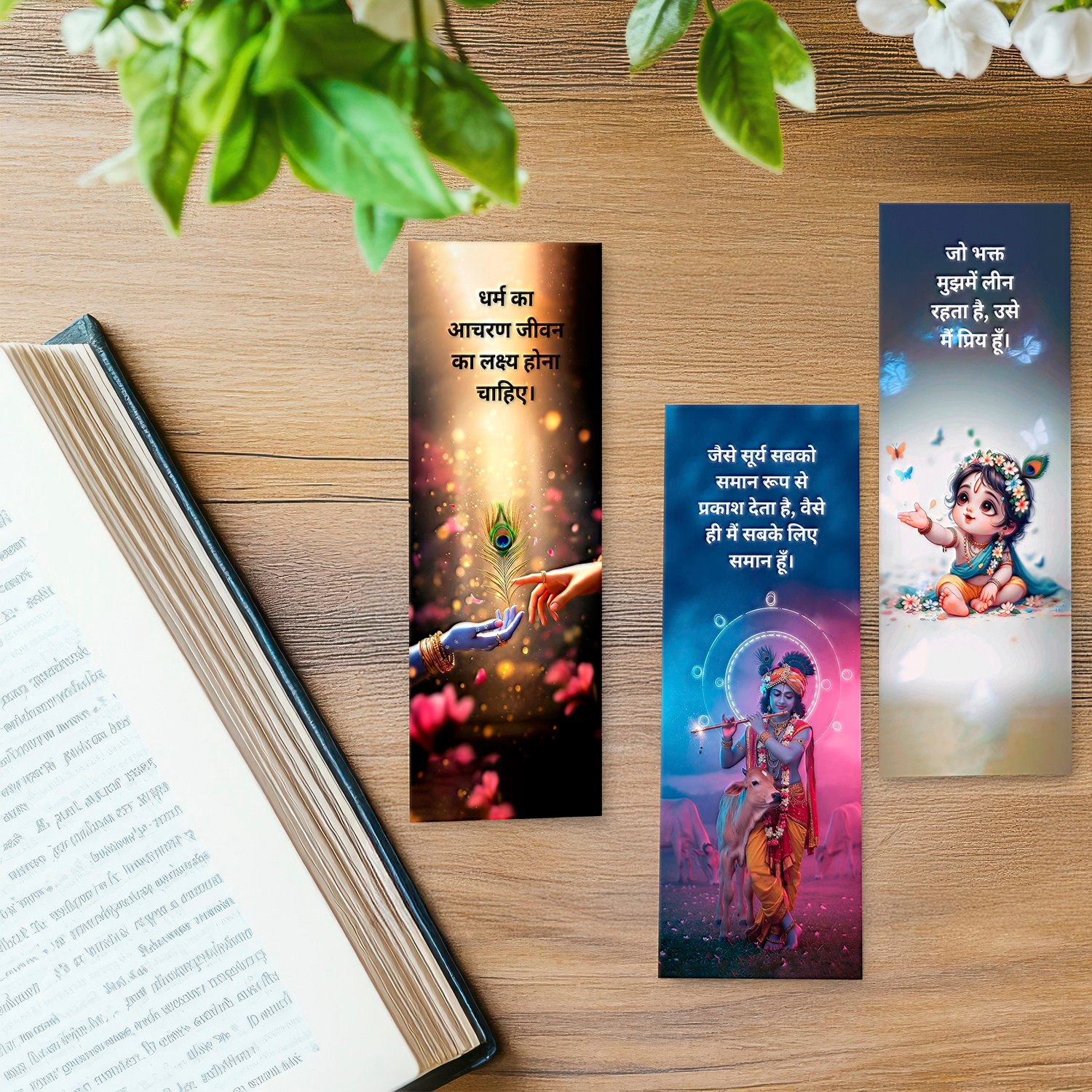 ISKCON Bookmark with Bhagavad Gita Quote on Printed Cardstock