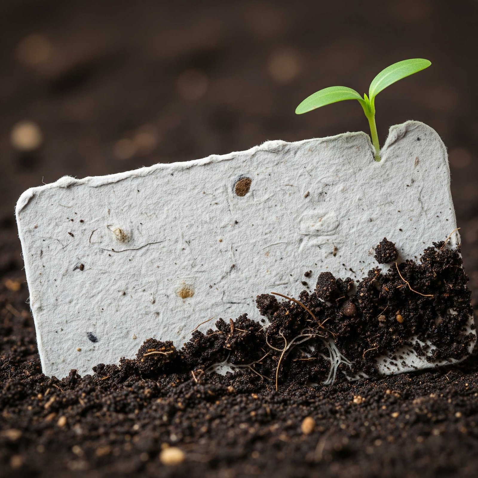 Eco-friendly seeded paper yoga business card sprouting a seedling