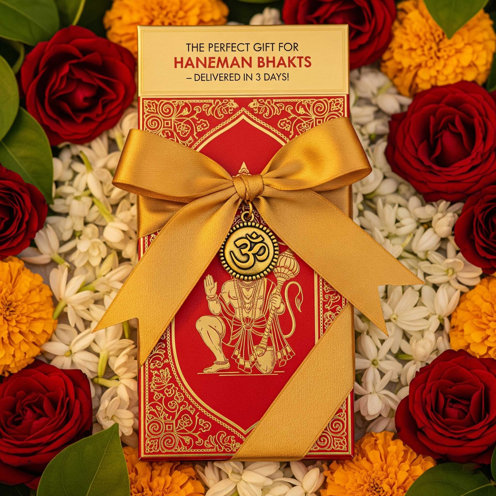 Luxury Gift-Wrapped Hanuman Ji Bookmark with Gold Foil