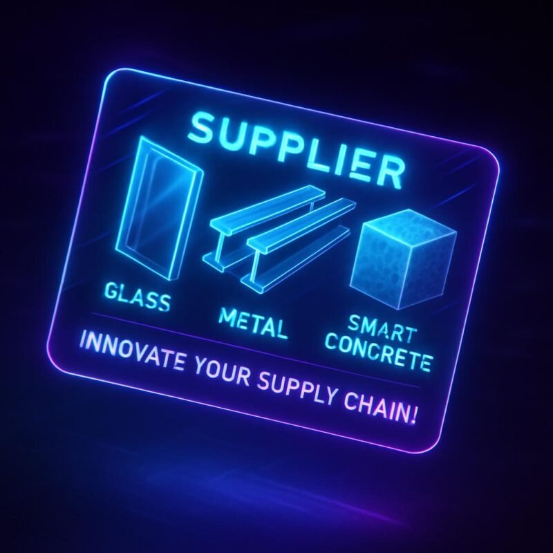 Futuristic holographic construction business card