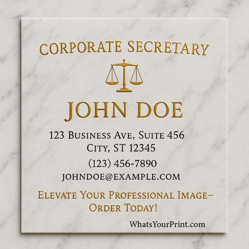 Luxury Marble-Themed Business Card for Corporate Secretaries | WhatsYourPrint