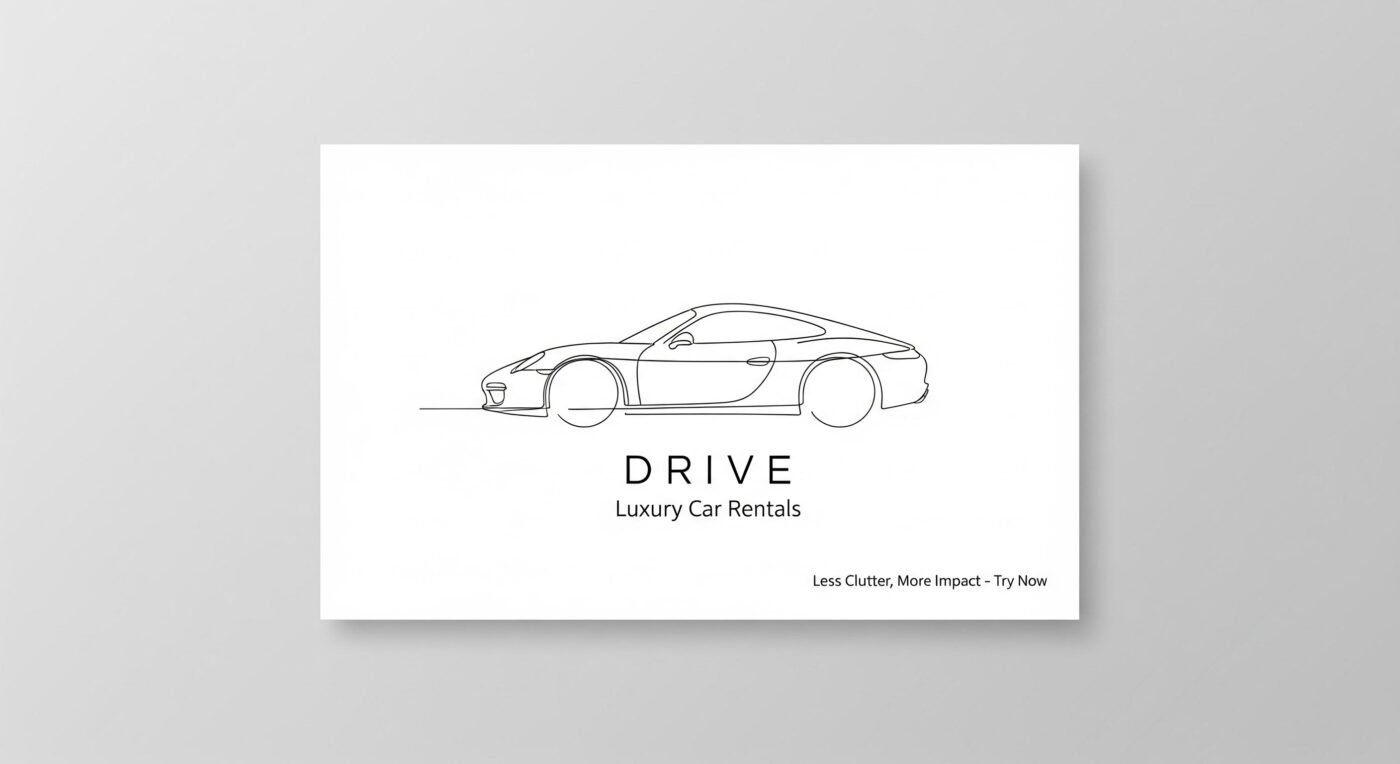 Minimalist Black & White Business Card for Luxury Car Rentals – Clean & Professional