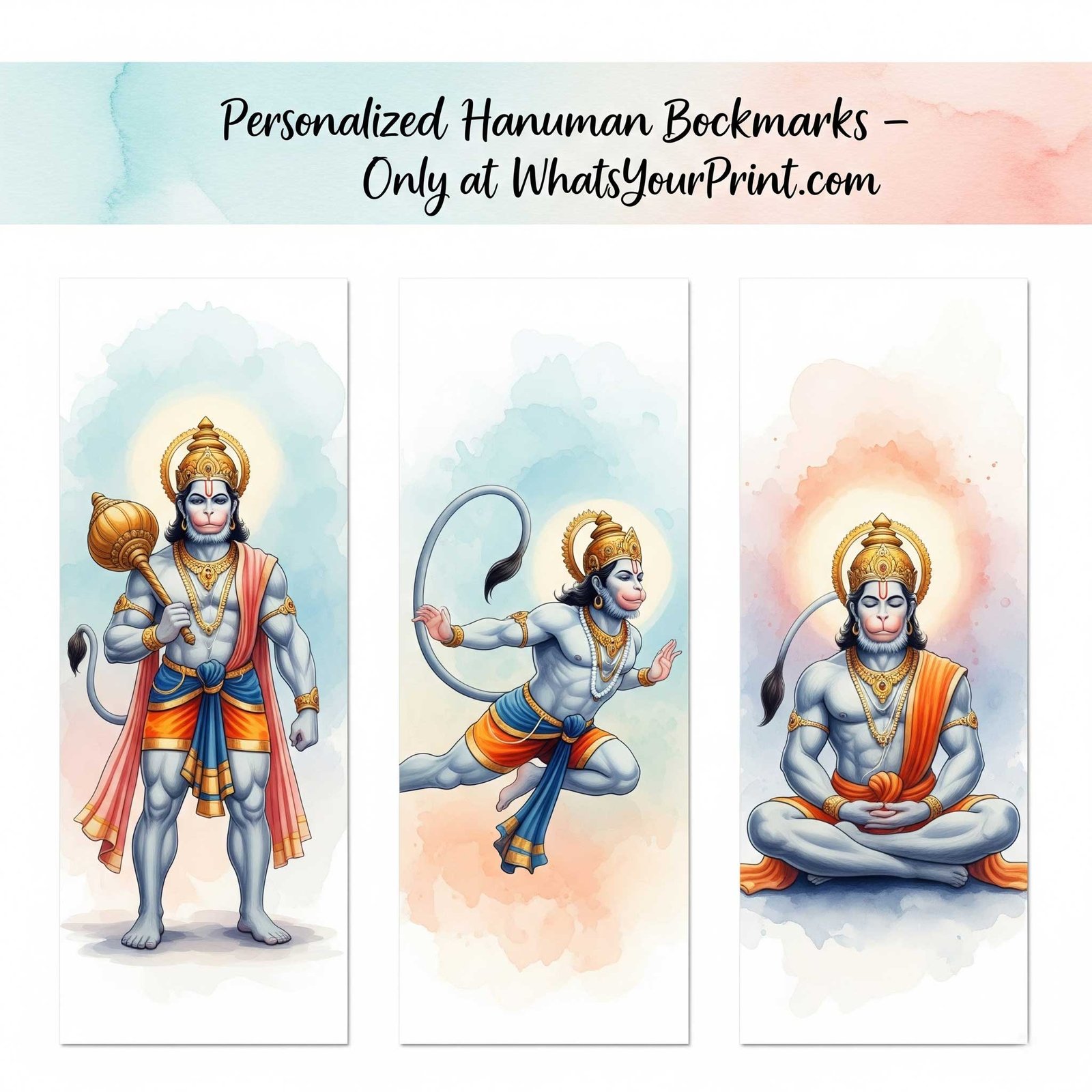 Sacred Spiritual Bookmarks – Hanuman, Om, Lotus Designs