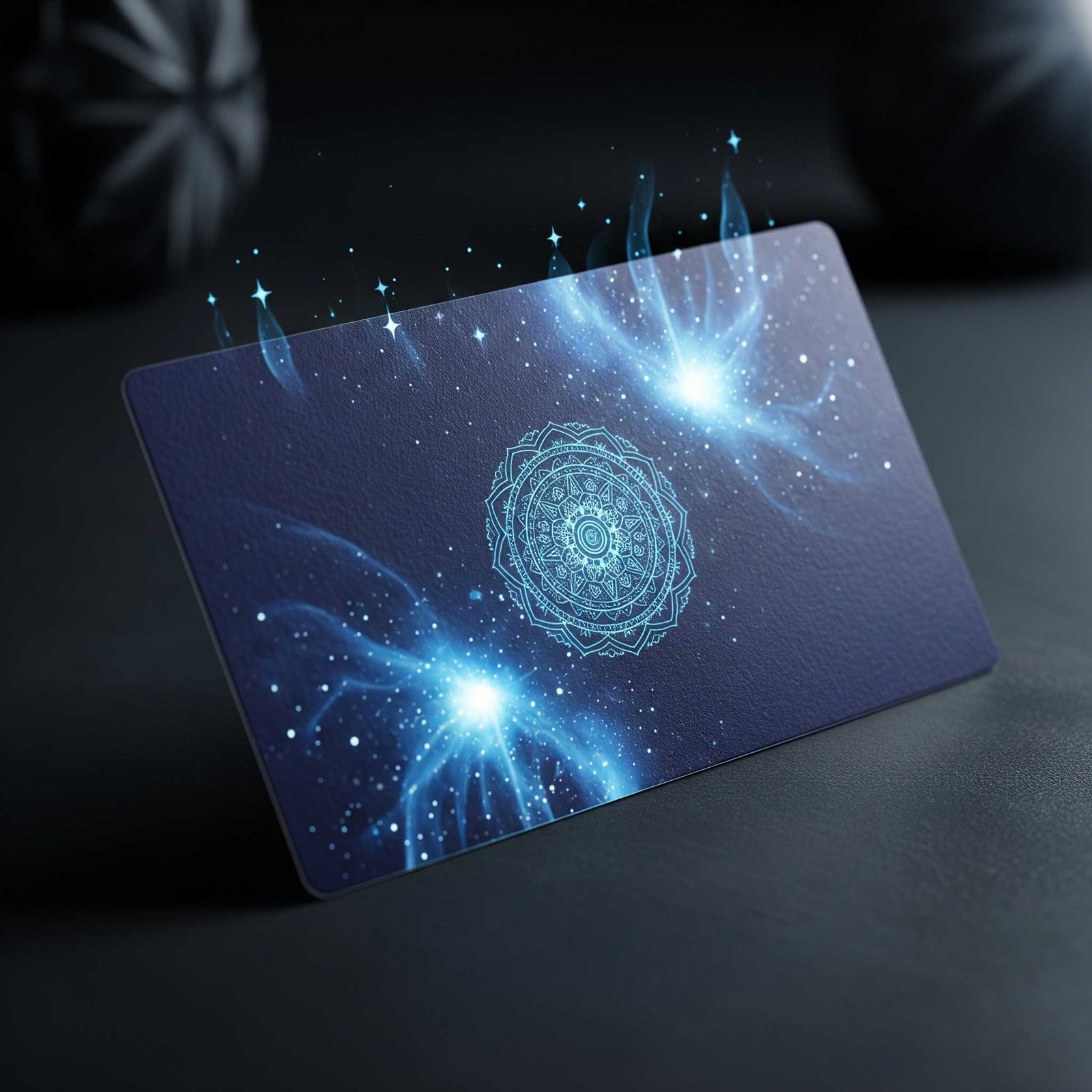 Mystical spiritual business card design with cosmic elements