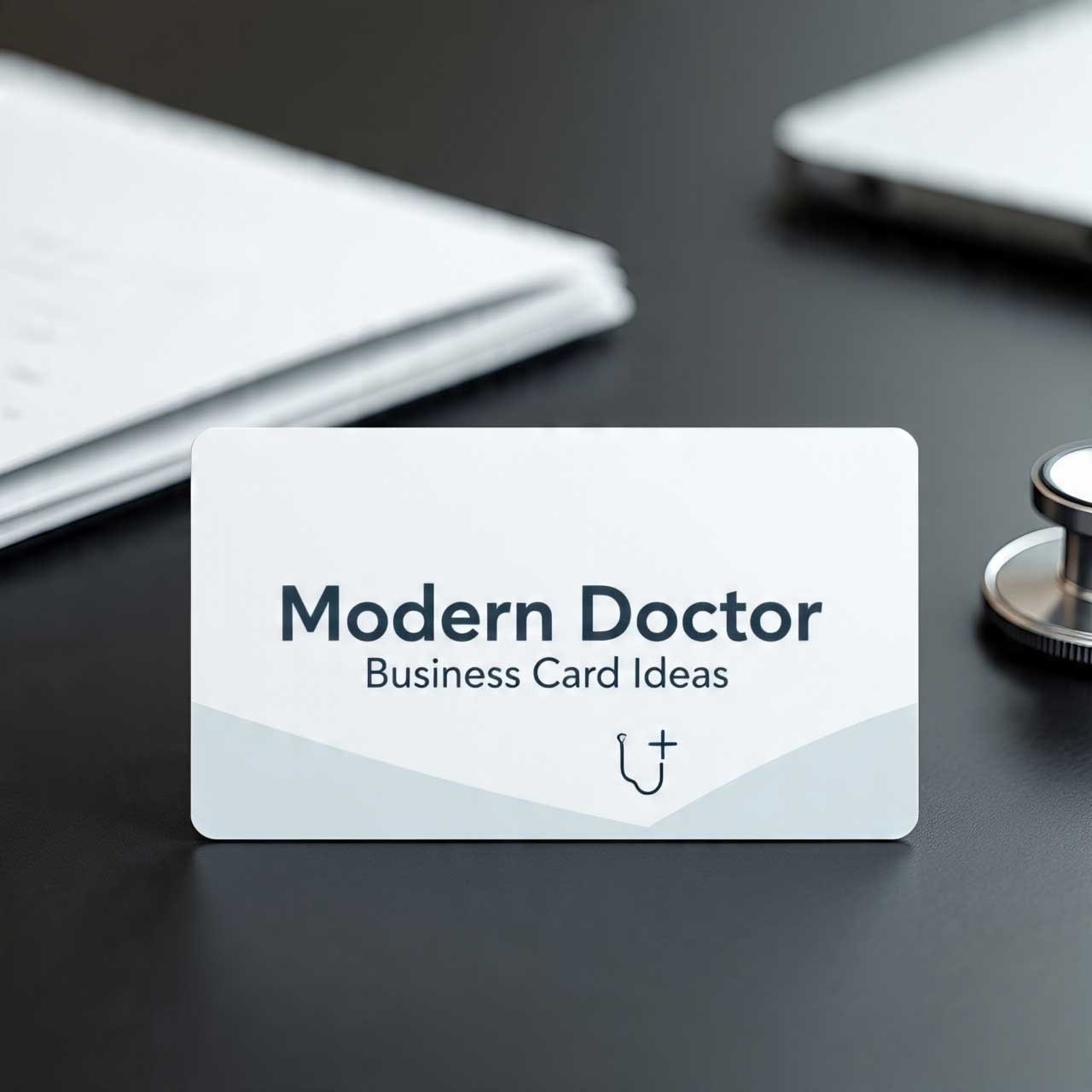 Mood board with four different modern design ideas for doctor business cards.