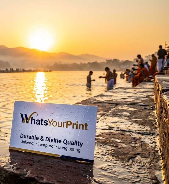 Ritual of offering water to Sun God on Ram Navami with WhatsYourPrint Business Card