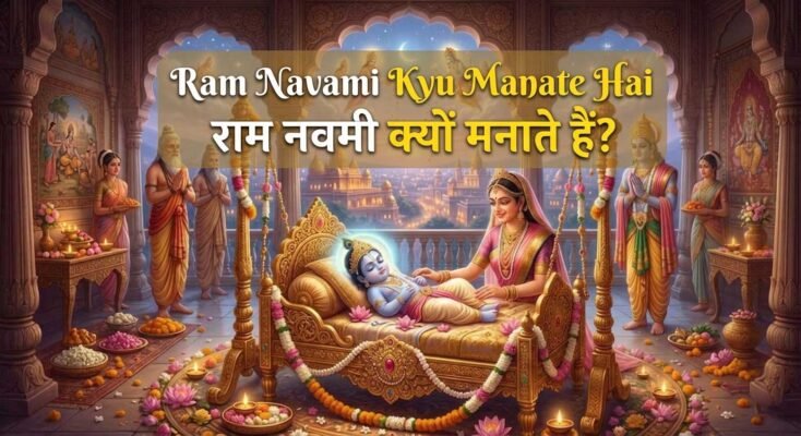 Divine illustration of Lord Rama's birth significance and professional business cards by WhatsYourPrint for Ram Navami 2026