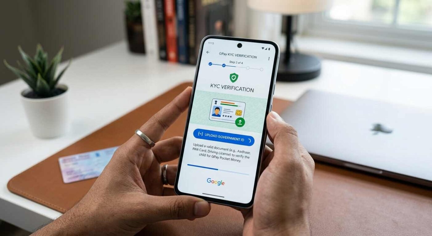 Secure KYC verification process for setting up GPay Pocket Money for kids.