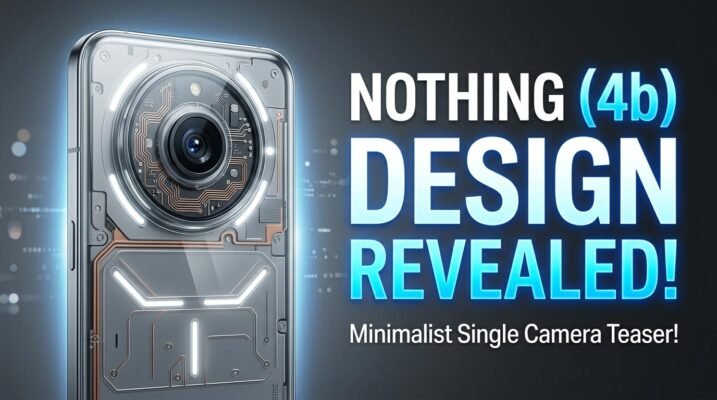 A stylized concept image of the Nothing Phone (4b) back panel, highlighting a single camera and transparent design elements.