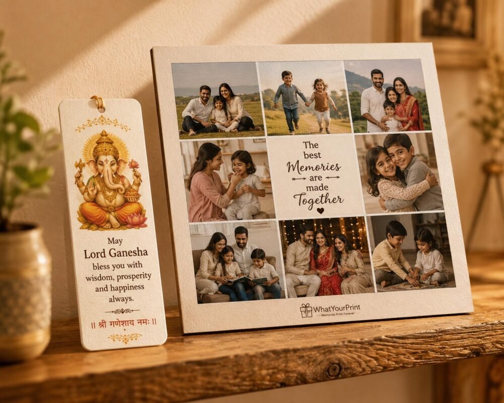 WhatsYourPrint custom bookmark with God photo and a premium collage photo frame.