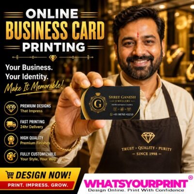An eye-catching, high-contrast thumbnail illustrating creative visiting card design and a premium corporate layout.