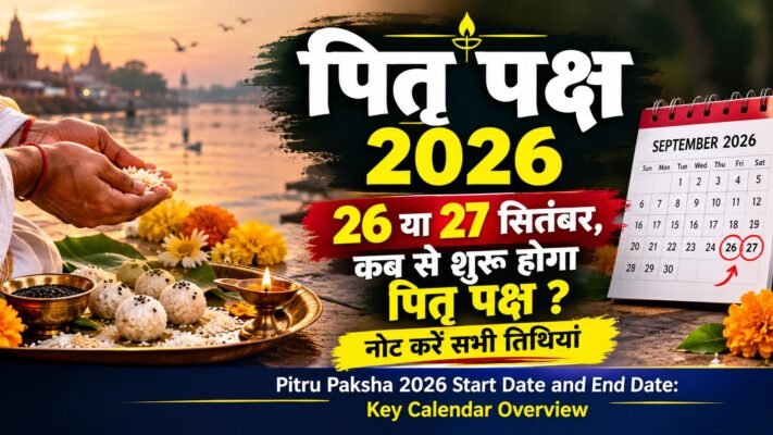 An attractive 1:1 image featuring a diya, ancestral offerings, and a glowing tree of life formed by ancestors, with bold text "PITRU PAKSHA 2026 SHRADDH CALENDAR"