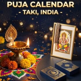 2026 Diwali Puja and Deepavali Puja Calendar for Taki India featuring festive decor and custom gift items from WhatsYourPrint.